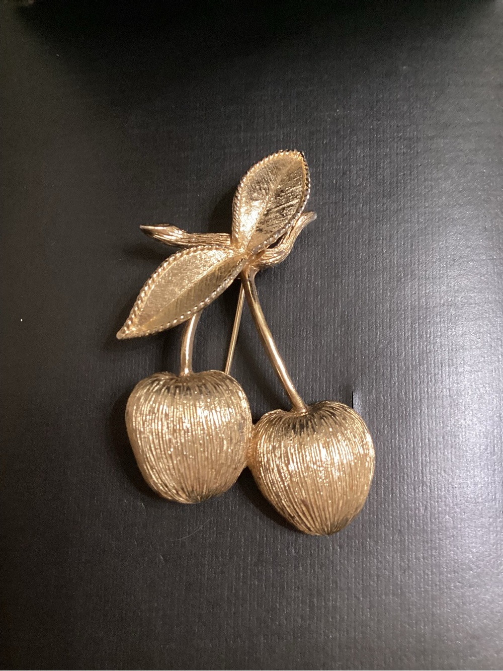 Gold Cherry Brooch